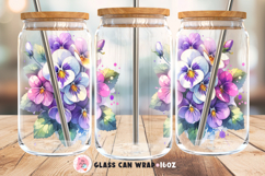 Violets Tumbler Sublimation birds, 16 oz glass can wrap, Libbey 16 oz template, can glass beer