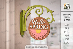 3D Spring Wall Hanger Laser Cut. Spring Sign SVG Product Image 1