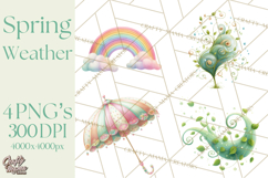 Rainy Day Clipart, Spring Weather Clip Art PNG, Umbrella Product Image 1