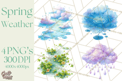 Rainy Day Clipart, Spring Weather Clip Art PNG, Umbrella Product Image 1