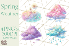 Rainy Day Clipart, Spring Weather Clip Art PNG, Umbrella Product Image 1