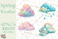 Rainy Day Clipart, Spring Weather Clip Art PNG, Umbrella Product Image 1