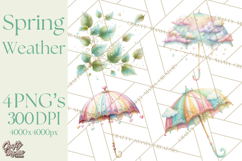 Rainy Day Clipart, Spring Weather Clip Art PNG, Umbrella Product Image 1