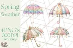 Rainy Day Clipart, Spring Weather Clip Art PNG, Umbrella Product Image 1