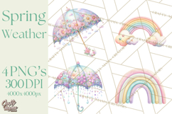 Rainy Day Clipart, Spring Weather Clip Art PNG, Umbrella Product Image 1