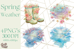Rainy Day Clipart, Spring Weather Clip Art PNG, Umbrella Product Image 1