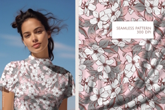 Spring White Floral Seamless Pattern JPEG Product Image 1