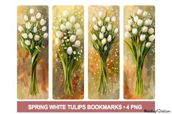 Vintage Floral Bookmarks PNG Printable, White Spring Flower Product Image 1