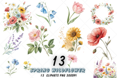 Spring wildflower clipart, Watercolor floral designs, Sublimation wildflower bundle, Wildflower bloom clipart, Spring nature illustrations, Pastel floral designs, Floral sublimation clipart, Wildflower art pack, Spring floral clipart, Watercolor wildflowe