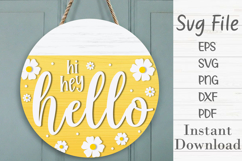 Spring Wood Door Hanger SVG, Hi Hey Hello Round Sign SVG Product Image 2