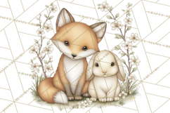 Woodland Spring Creatures PNG, Cute Forest Animals Waking Up Product Image 5
