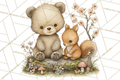 Woodland Spring Creatures PNG, Cute Forest Animals Waking Up Product Image 4