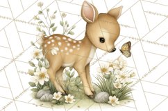 Woodland Spring Creatures PNG, Cute Forest Animals Waking Up Product Image 5