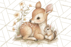 Woodland Spring Creatures PNG, Cute Forest Animals Waking Up Product Image 5