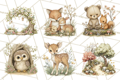 Woodland Spring Creatures PNG, Cute Forest Animals Waking Up Product Image 8