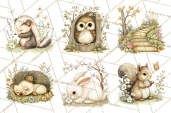 Woodland Spring Creatures PNG, Cute Forest Animals Waking Up Product Image 7