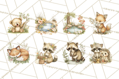 Woodland Spring Creatures PNG, Cute Forest Animals Waking Up Product Image 5