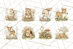 Woodland Spring Creatures PNG, Cute Forest Animals Waking Up Product Image 3