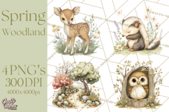 Woodland Spring Creatures PNG, Cute Forest Animals Waking Up Product Image 1