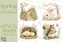 Woodland Spring Creatures PNG, Cute Forest Animals Waking Up Product Image 1