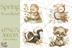 Woodland Spring Creatures PNG, Cute Forest Animals Waking Up Product Image 1