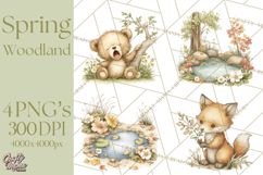 Woodland Spring Creatures PNG, Cute Forest Animals Waking Up Product Image 1