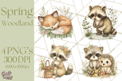 Woodland Spring Creatures PNG, Cute Forest Animals Waking Up Product Image 1
