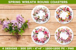 Spring Wreath Sublimation Round Coaster Product Image 1
