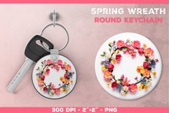 Spring Wreath Round Keychain Sublimation Design Product Image 1