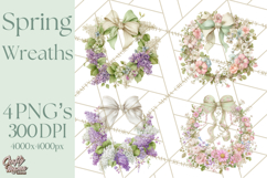 Spring Wreath Clipart PNG, Easter Wreath Clip Art Product Image 1