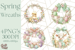 Spring Wreath Clipart PNG, Easter Wreath Clip Art Product Image 1