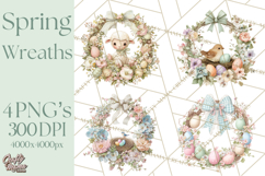 Spring Wreath Clipart PNG, Easter Wreath Clip Art Product Image 1