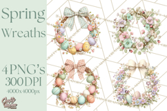 Spring Wreath Clipart PNG, Easter Wreath Clip Art Product Image 1