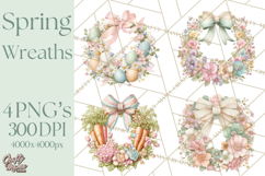 Spring Wreath Clipart PNG, Easter Wreath Clip Art Product Image 1