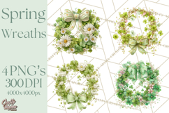 Spring Wreath Clipart PNG, Easter Wreath Clip Art Product Image 1