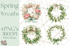 Spring Wreath Clipart PNG, Easter Wreath Clip Art Product Image 1