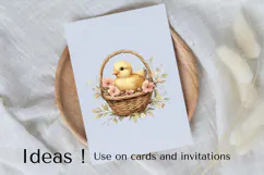 Cute Baby Chick in Floral Basket PNG for Spring & Easter Product Image 3