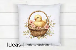 Cute Baby Chick in Floral Basket PNG for Spring & Easter Product Image 4