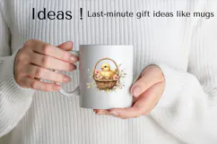 Cute Baby Chick in Floral Basket PNG for Spring & Easter Product Image 2