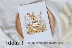Watercolor Bunny in Wildflowers Clipart Easter PNG Product Image 3
