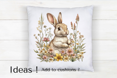 Watercolor Bunny in Wildflowers Clipart Easter PNG Product Image 4