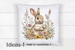 Watercolor Bunny in Wildflowers Clipart Easter PNG Product Image 4