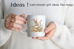 Watercolor Bunny in Wildflowers Clipart Easter PNG Product Image 2