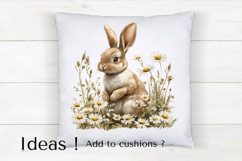 Watercolor Bunny with Daisies Clipart Spring PNG Product Image 4