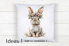 Watercolor Bunny with Floral Crown Clipart PNG Product Image 4