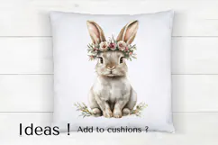 Watercolor Bunny with Floral Crown Clipart PNG Product Image 4