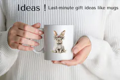 Watercolor Bunny with Floral Crown Clipart PNG Product Image 2