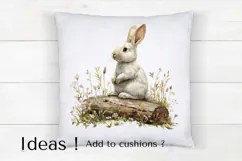 Woodland Bunny on Log with Wildflowers PNG Clipart Product Image 4