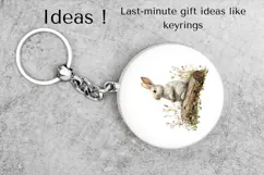 Woodland Bunny on Log with Wildflowers PNG Clipart Product Image 5