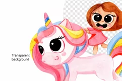cute girls with a unicorn png cute commercial illustrati Product Image 4